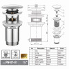 Донный клапан для раковины с переливом KOER PW-07-01 автоматический (Click-Clack) (Цвет хром) 1 1/4'' (KR5782)