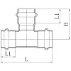 Тройник трехраструбный KOER KQ.T28 PRESS-INOX AISI 304 28x28x28 (KR6356)