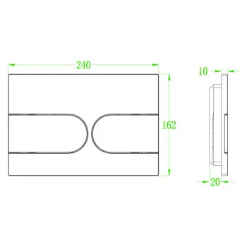 Панель смыва KOER KT-0604-07 240x160x10mm пластиковая, кнопка округленная (цвет графит) (KR5325)