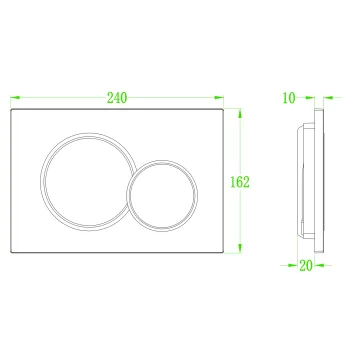 Панель смыва KOER KT-0601-01 240x160x10mm пластиковая, кнопка круглая (цвет хром) (KR5174)
