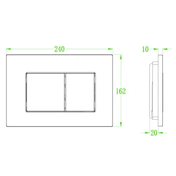 Панель смыва KOER KT-0602-03 240x160x10mm пластиковая, кнопка квадратная (цвет белый) (KR5180)