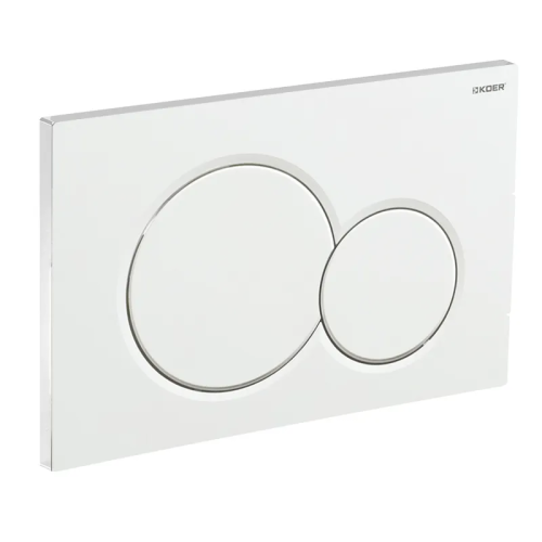 Панель смыва KOER KT-0601-03 240x160x10mm пластиковая, кнопка круглая (цвет белый) (KR5175)