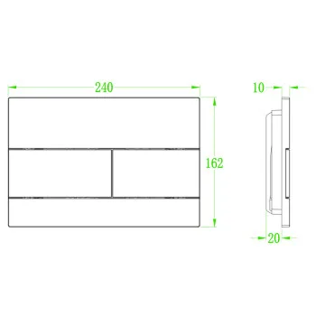 Панель смыва KOER KT-0603-01 240x160x10mm пластиковая, кнопка линейная (цвет хром) (KR5319)