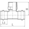 Тройник двухраструбный НР KOER KQ.T2810M PRESS-INOX AISI 304 28x1