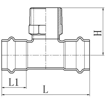 Трійник дворозтрубний ЗР KOER KQ.T1506M PRESS-INOX AISI 304 15x1/2