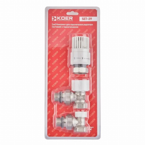 Комплект для підключення радіатора (кутовий) з термоголовкою 1/2'' ( KOER SET-29 ) (KR5716)