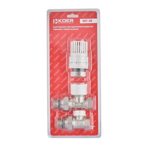 Комплект для підключення радіатора (прямий) з термоголовкою 1/2'' ( KOER SET-30 ) (KR5717)