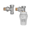 Комплект для подключения радиатора Koer SET-23 - 1/2'' угловой с термоголовкой, кликовый крепеж (KR5284)