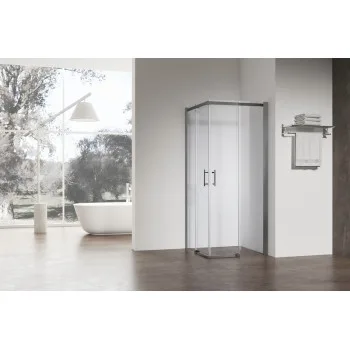Душова кабіна без піддону KOER SR SC03-90x90x200-TR-07 прозоре скло EASY CLEAN 6мм графіт (KR5359)