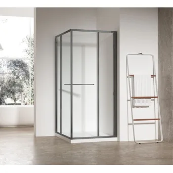 Душевая кабина без поддона KOER SR SC09-90x90x200-L-TR-07 прозрачное стекло EASY CLEAN 6мм графит (KR5685)
