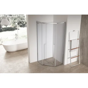 Душова кабіна без піддону KOER SR SC06-100x100x200-TR-01 прозоре скло EASY CLEAN 8мм хром (KR5365)