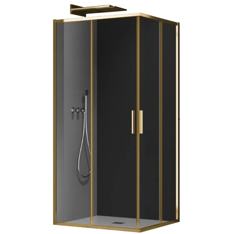 Душевая кабина без поддона KOER SR SC10-90x90x195-TR-12 прозрачное стекло EASY CLEAN 6мм матовое золото (KR5943)
