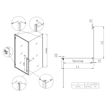 Душова кабіна без піддону KOER SR SC08-90x90x200-TR-01 прозоре скло EASY CLEAN 6мм хром (KR5371)