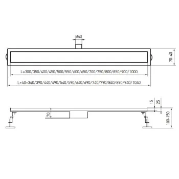 Душовий трап KOER FD29-70x500 з нерж. сталі SUS304 70x500мм (KR3268)