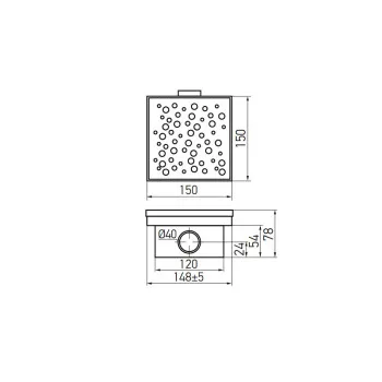 Душовий трап KOER FD20-S150 з нерж. сталі SUS304 150x150мм (KR3282)