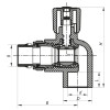 Кран радіаторний 20x1/2 кутовий з прокладкою 