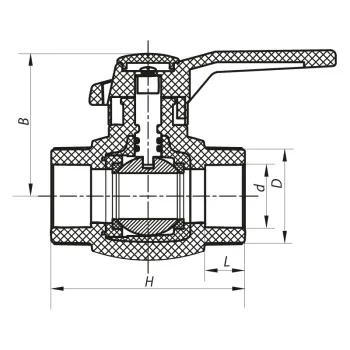 Кран шаровый PPR КШ (ручка) для горячей воды 40 (Koer K0178.PRO) (KP0230)