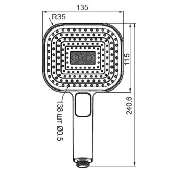 Лійка для душу KOER KP-0404-01, 3 функції (Колір хром) (KR4999)
