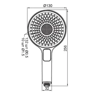 Лейка для душа KOER KP-0403-05, 3 функции (Цвет черный) (KR4993)
