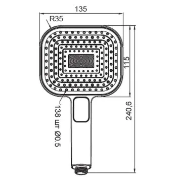 Лійка для душу KOER KP-0404-05, 3 функції (Колір чорний) (KR5001)