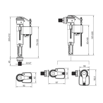 Арматура наполнительная KOER KT-0101-1/2