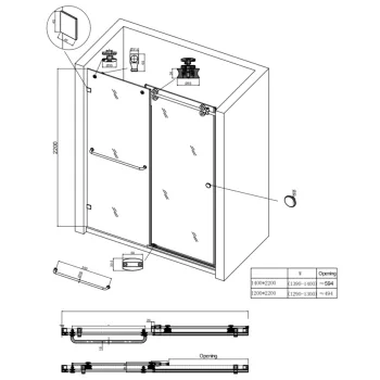 Двері у нішу розсувні KOER SR SD06-120x220-TR-01 прозоре скло EASY CLEAN 8мм хром (KR5367)