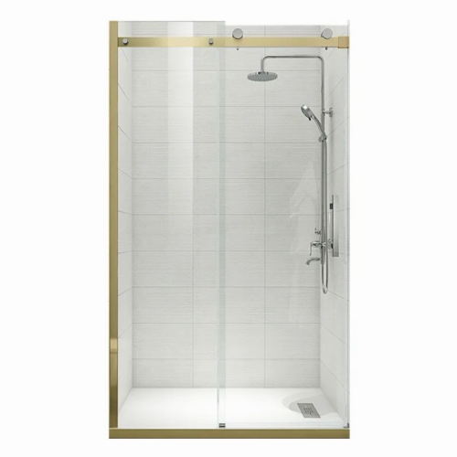 Двері у нішу розсувні KOER SR SD01-120x200-TR-12 прозоре скло EASY CLEAN 8мм матове золото (KR5377)