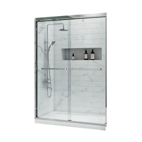 Двері у нішу розсувні KOER SR SD03-140x200-TR-01 прозоре скло EASY CLEAN 8мм хром (KR5385)