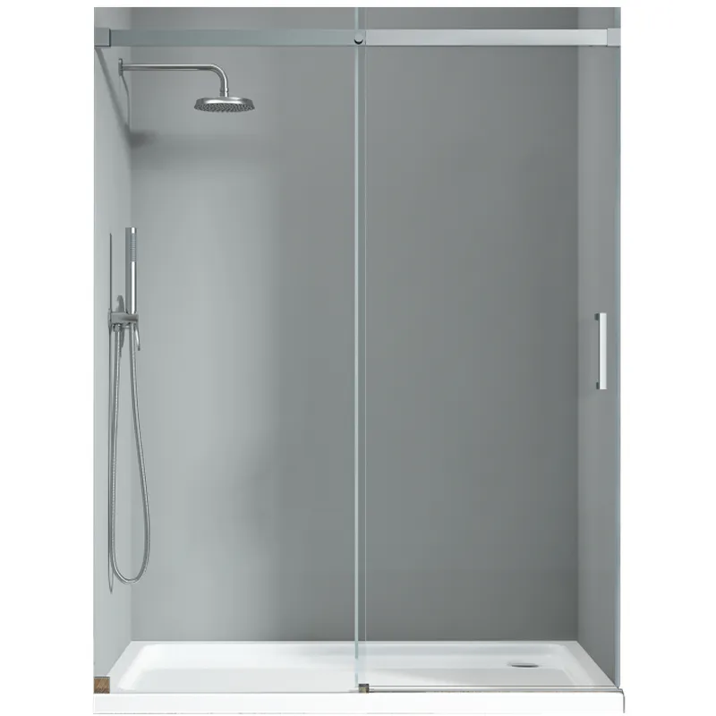 Двері у нішу розсувні KOER SR SD02-140x200-TR-01 прозоре скло EASY CLEAN 8мм хром (KR5383)