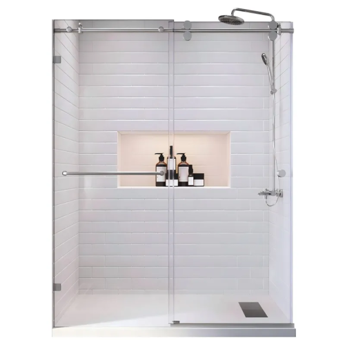 Двері у нішу розсувні KOER SR SD06-120x220-TR-01 прозоре скло EASY CLEAN 8мм хром (KR5367)