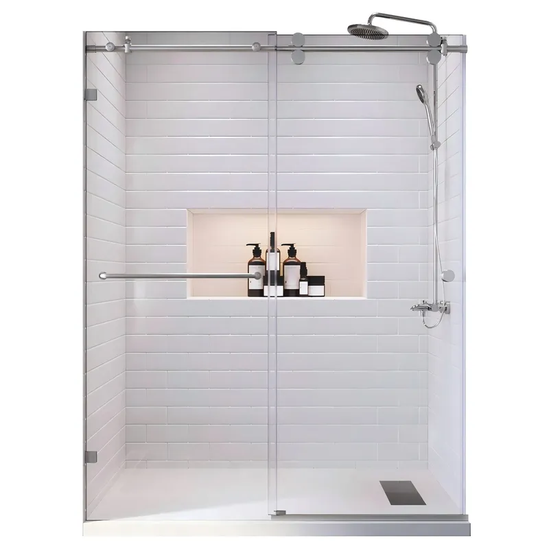 Двері у нішу розсувні KOER SR SD06-120x220-TR-01 прозоре скло EASY CLEAN 8мм хром (KR5367)