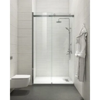 Двері у нішу розсувні KOER SR SD01-120x200-TR-07 прозоре скло EASY CLEAN 8мм графіт (KR5378)