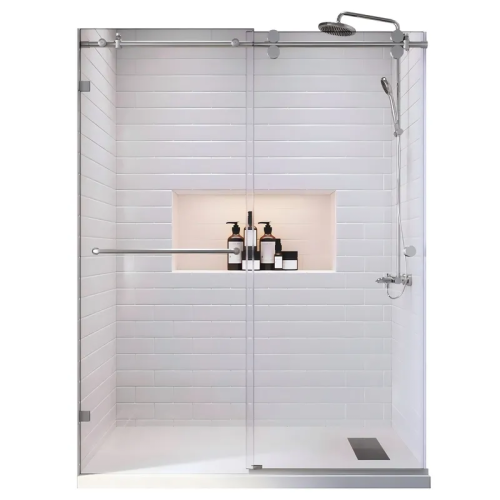 Двері у нішу розсувні KOER SR SD06-140x220-TR-01 прозоре скло EASY CLEAN 8мм хром (KR5368)