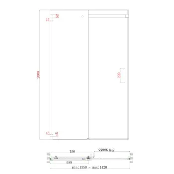 Двері у нішу розсувні KOER SR SD02-140x200-TR-01 прозоре скло EASY CLEAN 8мм хром (KR5383)