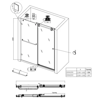 Двері у нішу розсувні KOER SR SD06-140x220-TR-01 прозоре скло EASY CLEAN 8мм хром (KR5368)