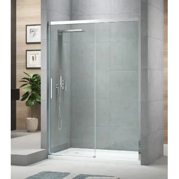 Двері у нішу розсувні KOER SR SD05-140x200-TR-01 прозоре скло EASY CLEAN 6мм хром (KR5406)