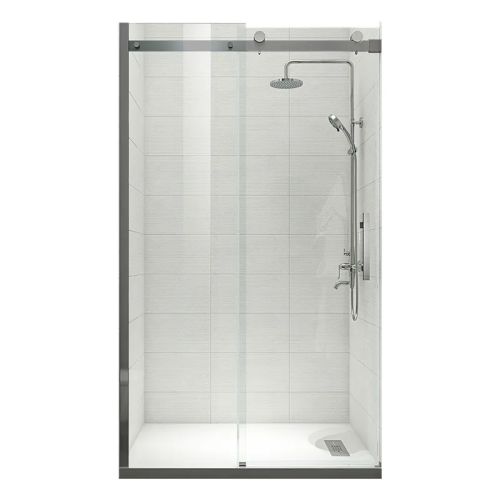 Двері у нішу розсувні KOER SR SD01-120x200-TR-07 прозоре скло EASY CLEAN 8мм графіт (KR5378)