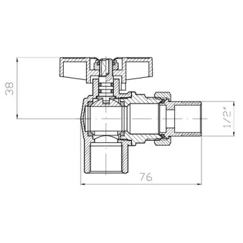 Кран с американкой угловой KOER EXTREME KE.228-15 - 1/2