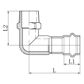 Коліно 90° ЗР KOER KQ.L1506M PRESS-INOX AISI 304 15x1/2