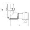 Колено 90° НР KOER KQ.L2810M PRESS-INOX AISI 304 28x1
