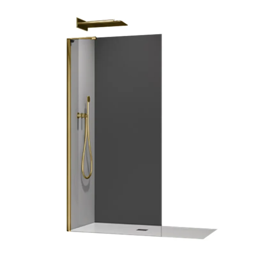 Душевая перегородка Walk-In KOER SR SP02-100x200-TR-12 прозрачное стекло EASY CLEAN 8мм матовое золото (KR5396)
