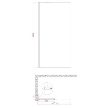 Душевая перегородка Walk-In KOER SR SP02-100x200-TR-12 прозрачное стекло EASY CLEAN 8мм матовое золото (KR5396)