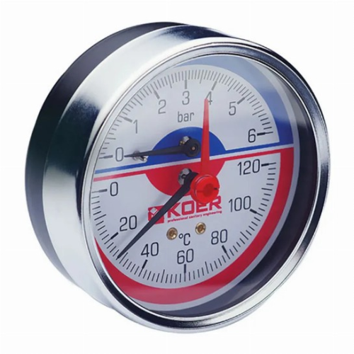 Термо-манометр аксіальний (KOER KM.812A) (0-6 bar), D 80мм, 1/4''-1/2'' (KR0220)