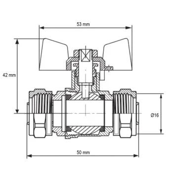 Кран шаровый Koer Wing 16x16 (KR.353) (LL1657)
