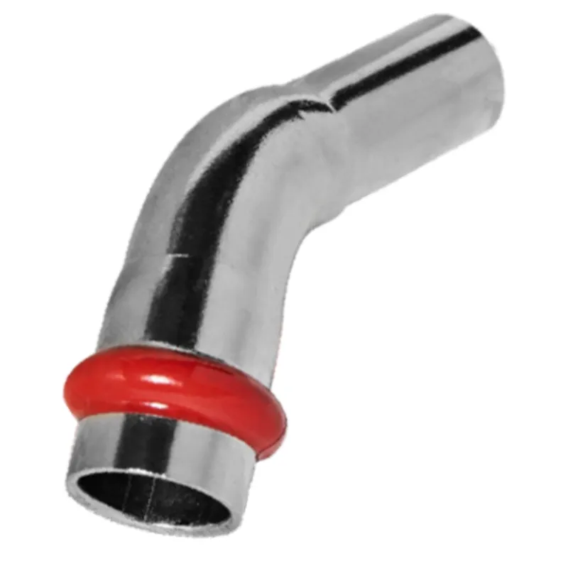Колено 45° однораструбное ВН KOER KQ.B15 PRESS-INOX AISI 304 15x15 (KR6425)