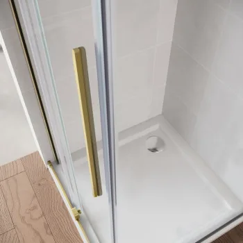 Двері у нішу Walk-In розсувні KOER SR SD07-120x200-L-TR-12 прозоре скло EASY CLEAN 8мм матове золото (KR5687)