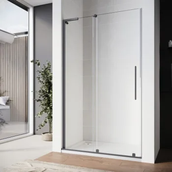 Двері у нішу Walk-In розсувні KOER SR SD07-120x200-L-TR-07 прозоре скло EASY CLEAN 8мм графіт (KR5688)
