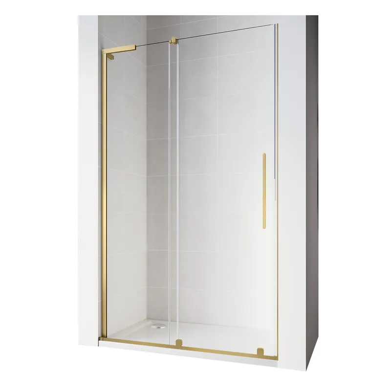 Дверь в нишу Walk-In раздвижная KOER SR SD07-120x200-R-TR-12 прозрачное стекло EASY CLEAN 8мм матовое золото (KR5774)