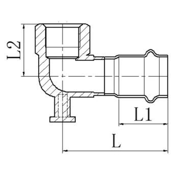 Коліно настінне 90° ВР KOER KQ.V2208F PRESS-INOX AISI 304 22x3/4