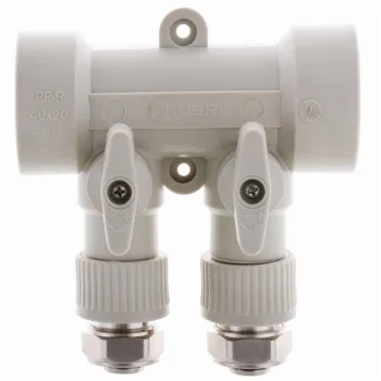 Распределительный коллектор на 2 контура с фитингом Koer K0190.PRO - 40x20 PPR (KP2555)